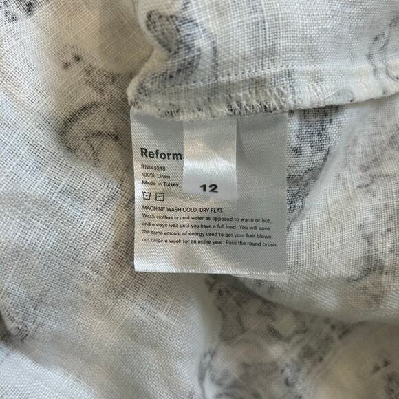 Reformation Tabatha Dress in Britannia Linen Smocked Ruffled Mini Size 12 - Picture 8 of 9